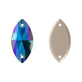 Indicolite Shimmer Navette Shape High Quality Glass Sew-on Rhinestones WholesaleRhinestone